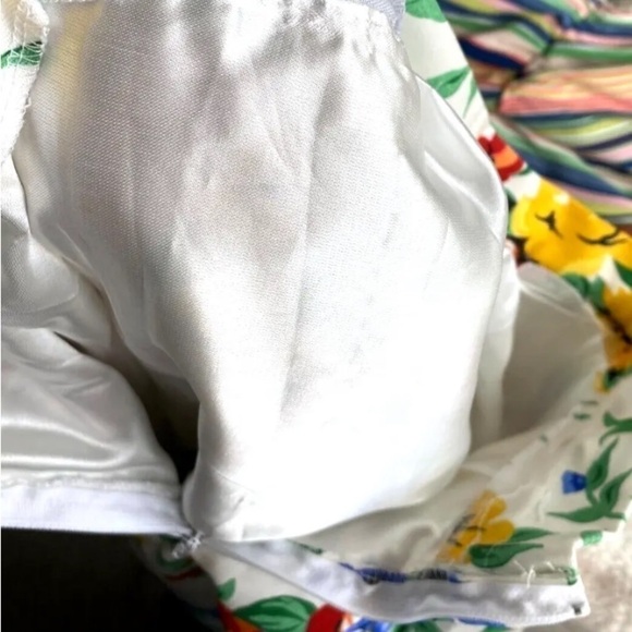 Women Vintage Sz Small Skirt Pleated Midi A Line Vtg 60s 70s White Floral Zip - Picture 5 of 5